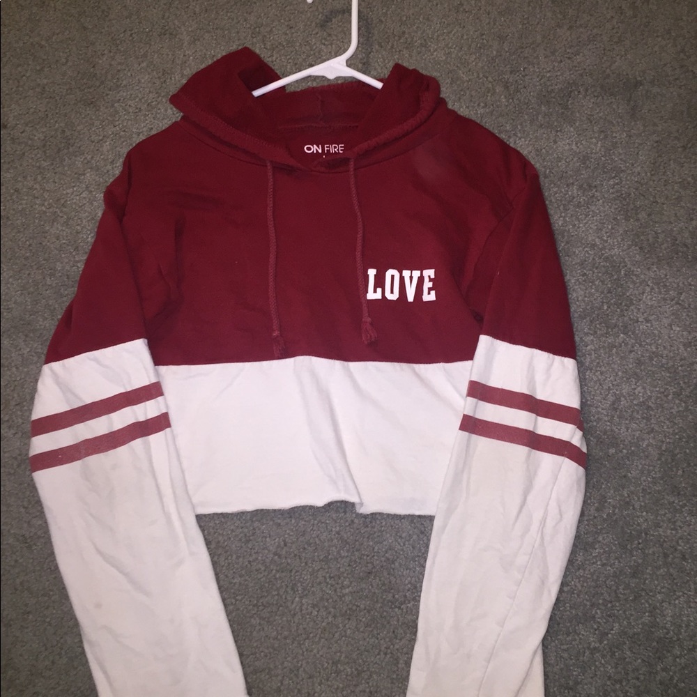 Varsity striped crop sweatshirt